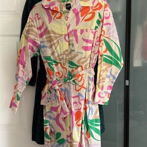 GAP Multicolor Floral Belted Shirt Dress